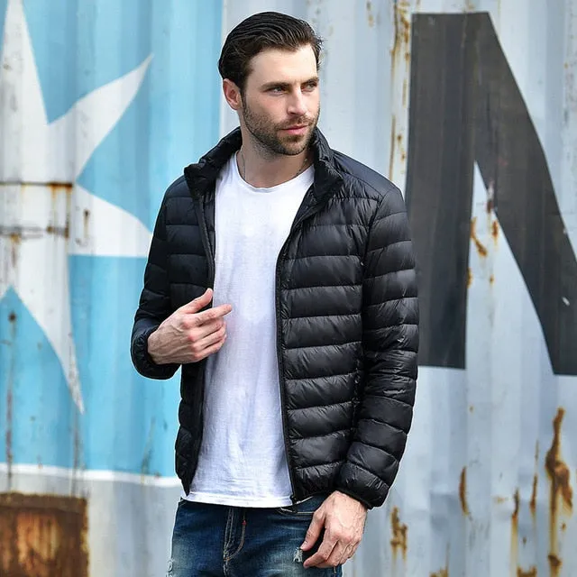 2018 men Casual White Duck Down Jackets male Autumn Winter Warm Coat Man's Ultralight Duck Down Jacket Male Windproof clothing