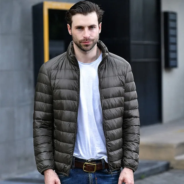 2018 men Casual White Duck Down Jackets male Autumn Winter Warm Coat Man's Ultralight Duck Down Jacket Male Windproof clothing