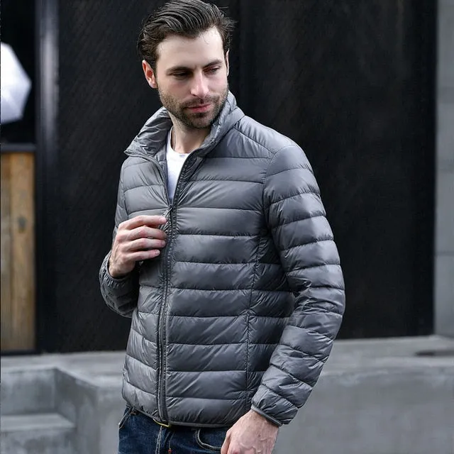 2018 men Casual White Duck Down Jackets male Autumn Winter Warm Coat Man's Ultralight Duck Down Jacket Male Windproof clothing