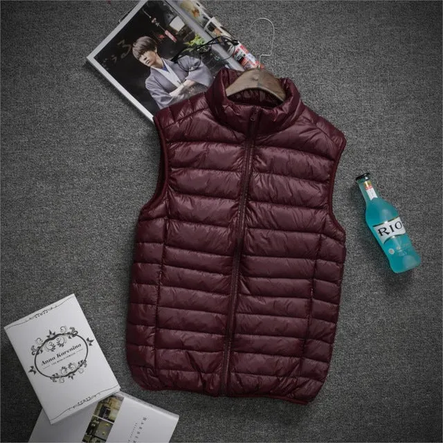 2018 men White Duck Down Jackets male Autumn Winter Warm Coat sleeveless Ultralight Down coats new Windproof hooded clothing man