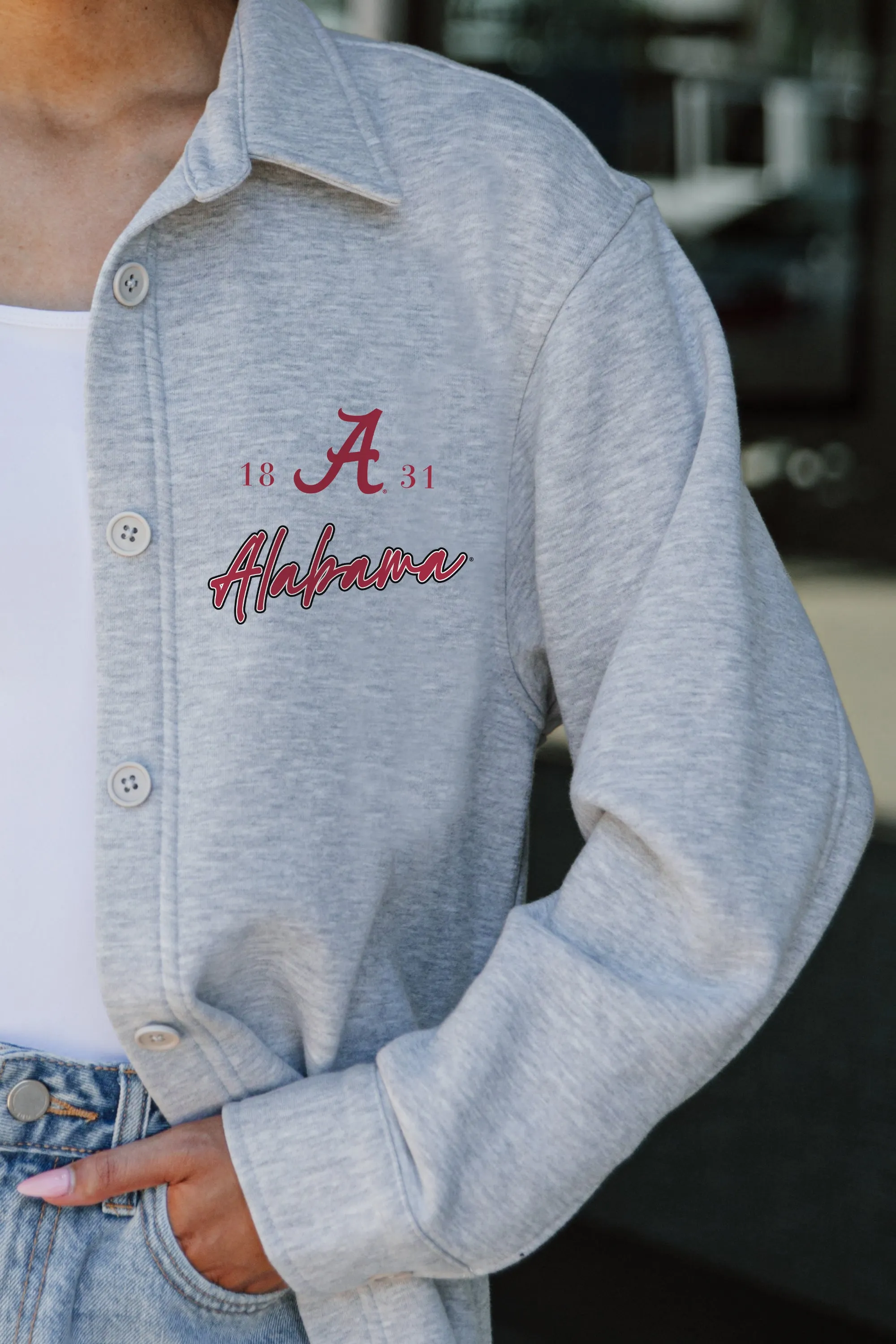 ALABAMA CRIMSON TIDE FOUNDATION FLEECE BUTTON DOWN OVERSHIRT