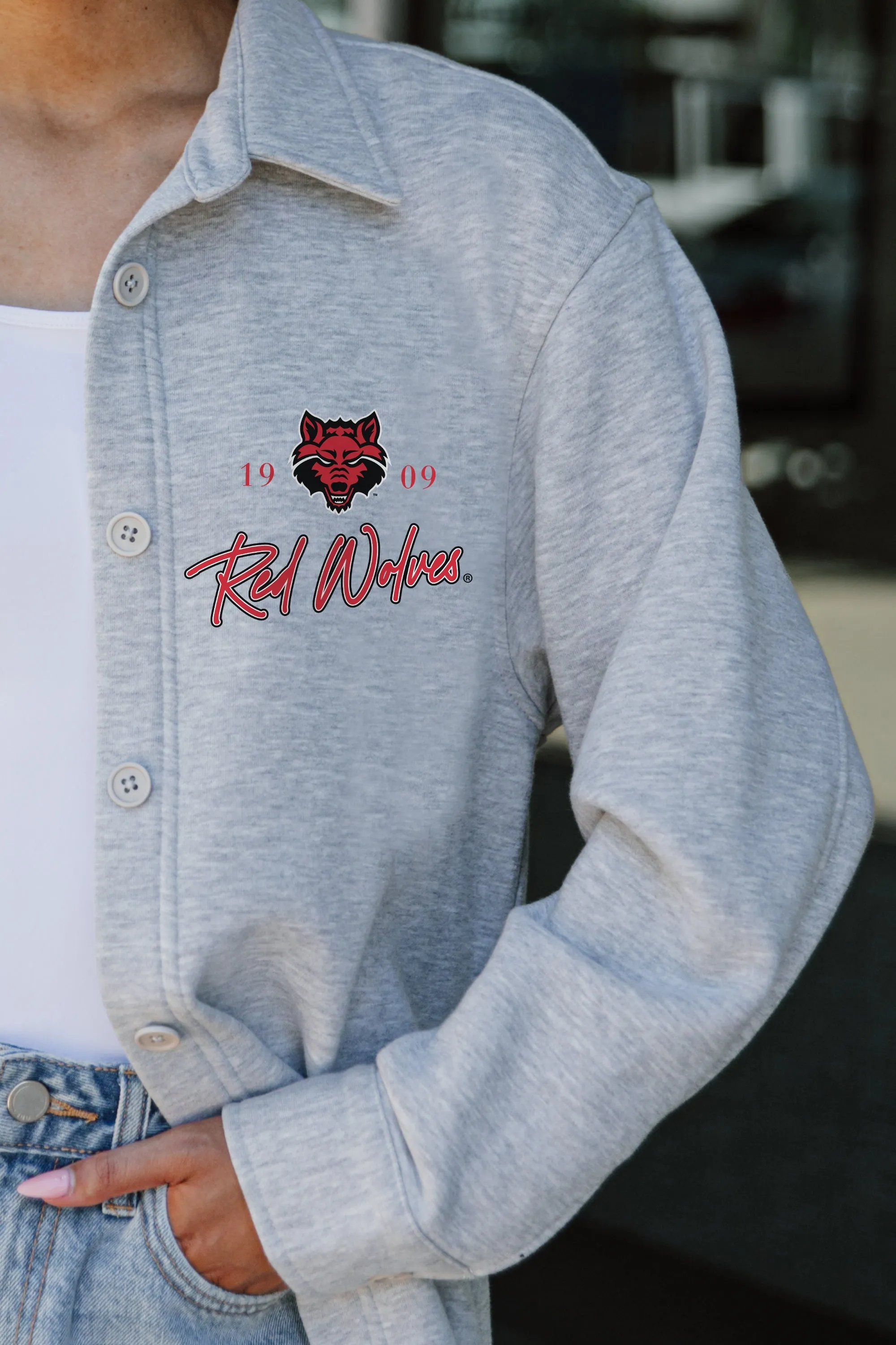 ARKANSAS STATE RED WOLVES FOUNDATION FLEECE BUTTON DOWN OVERSHIRT