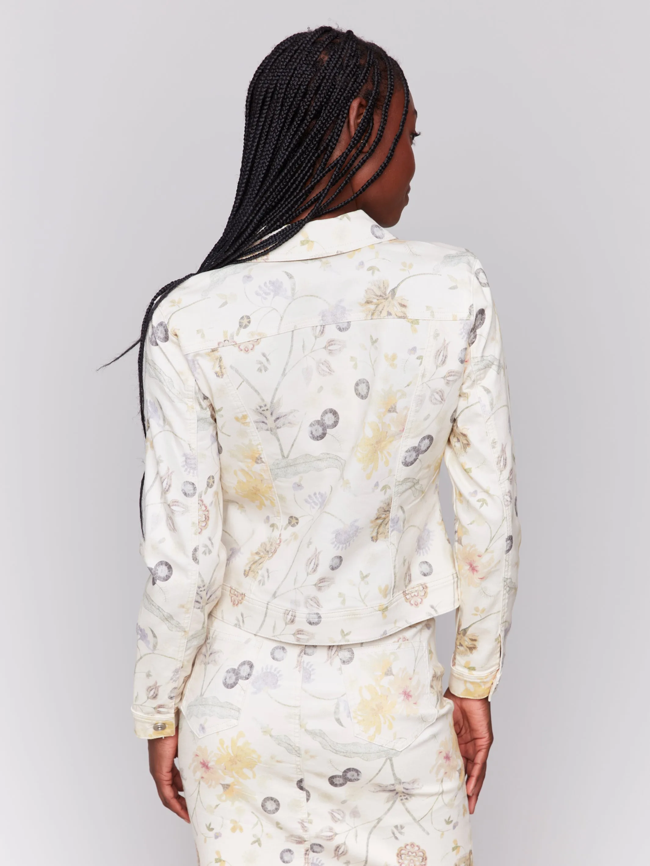 Charlie B Printed Jean Jacket C6302T Jardin