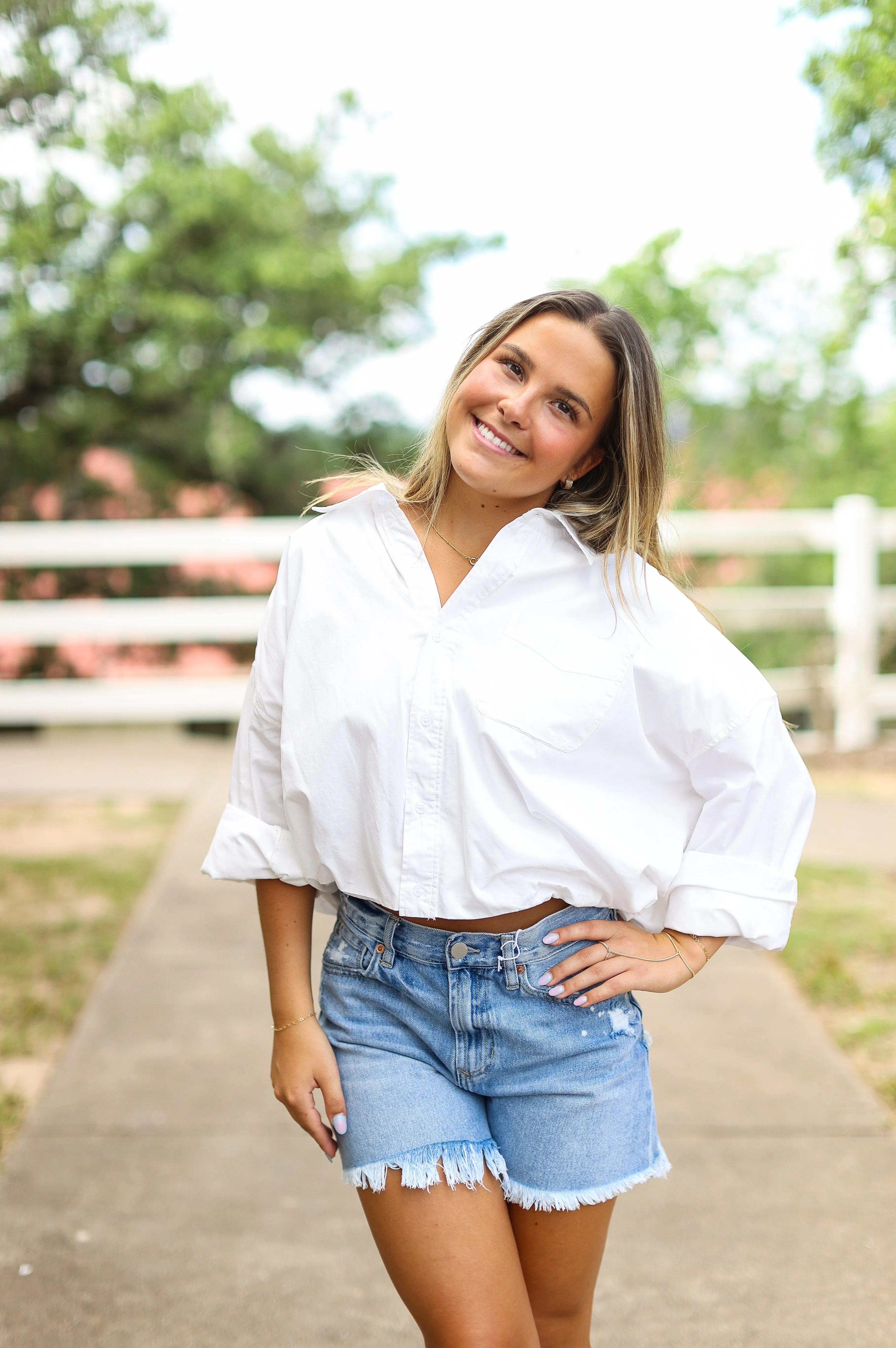 Cristina Cotton Bubble Button Top