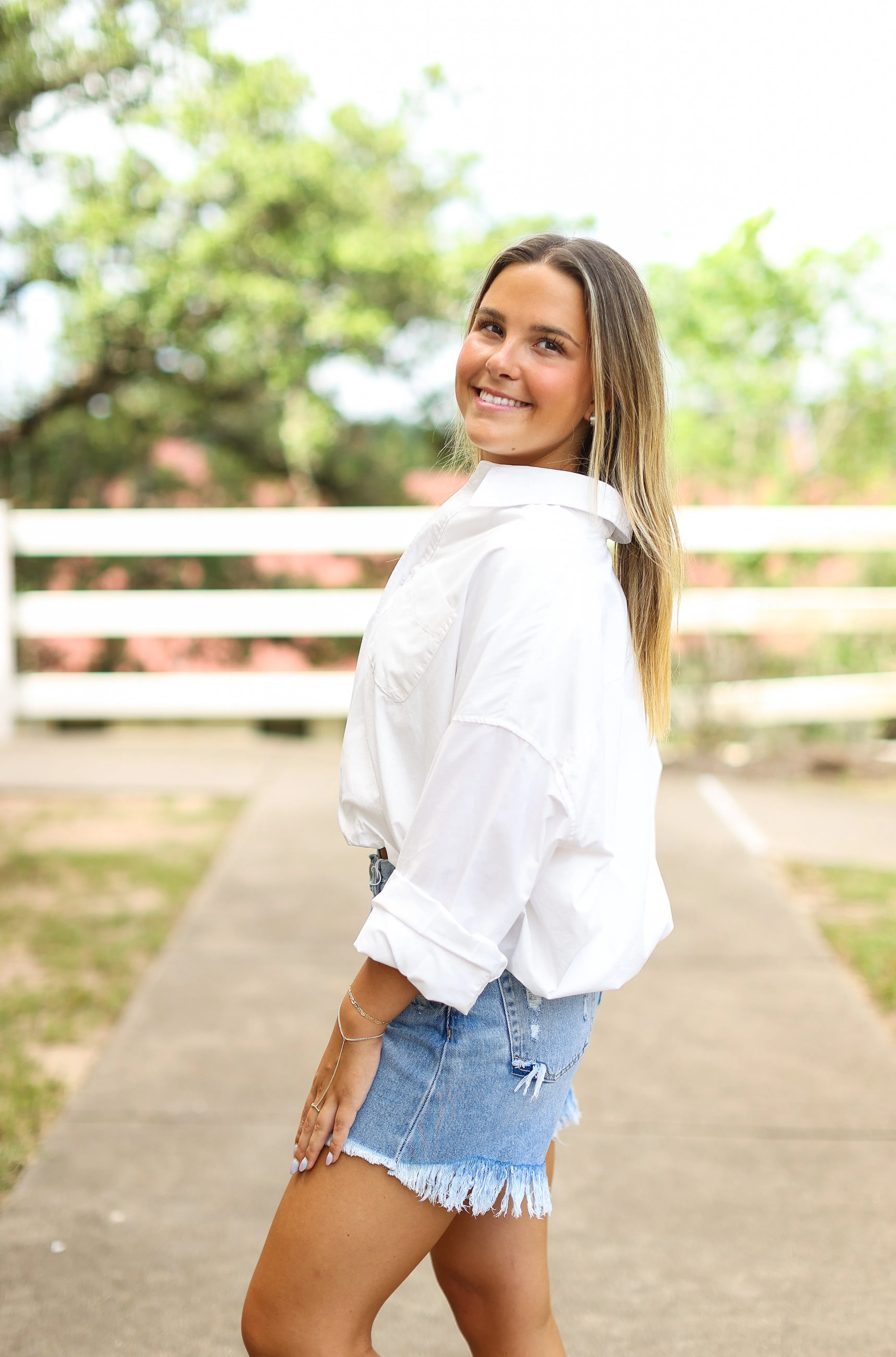 Cristina Cotton Bubble Button Top