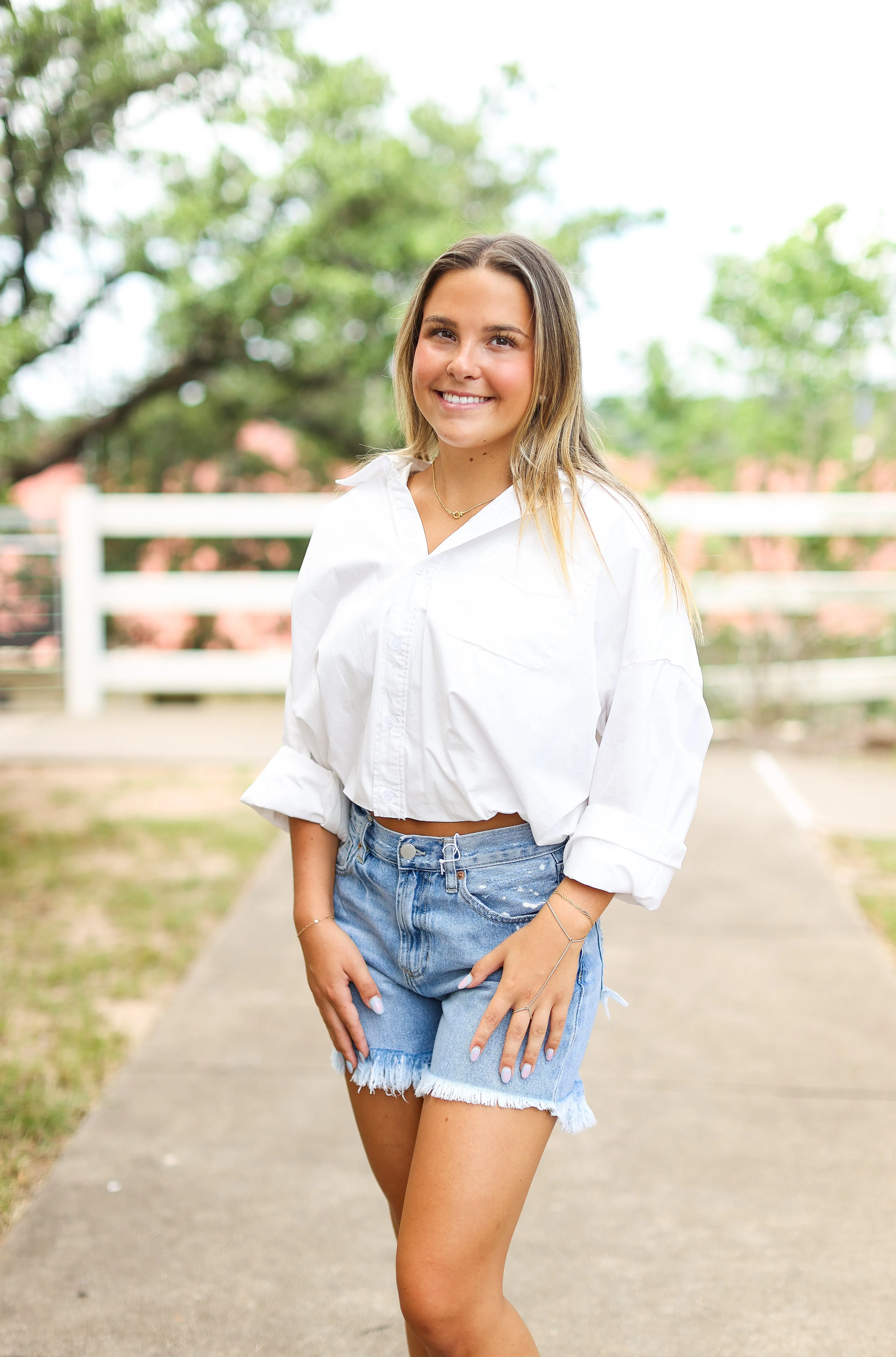 Cristina Cotton Bubble Button Top