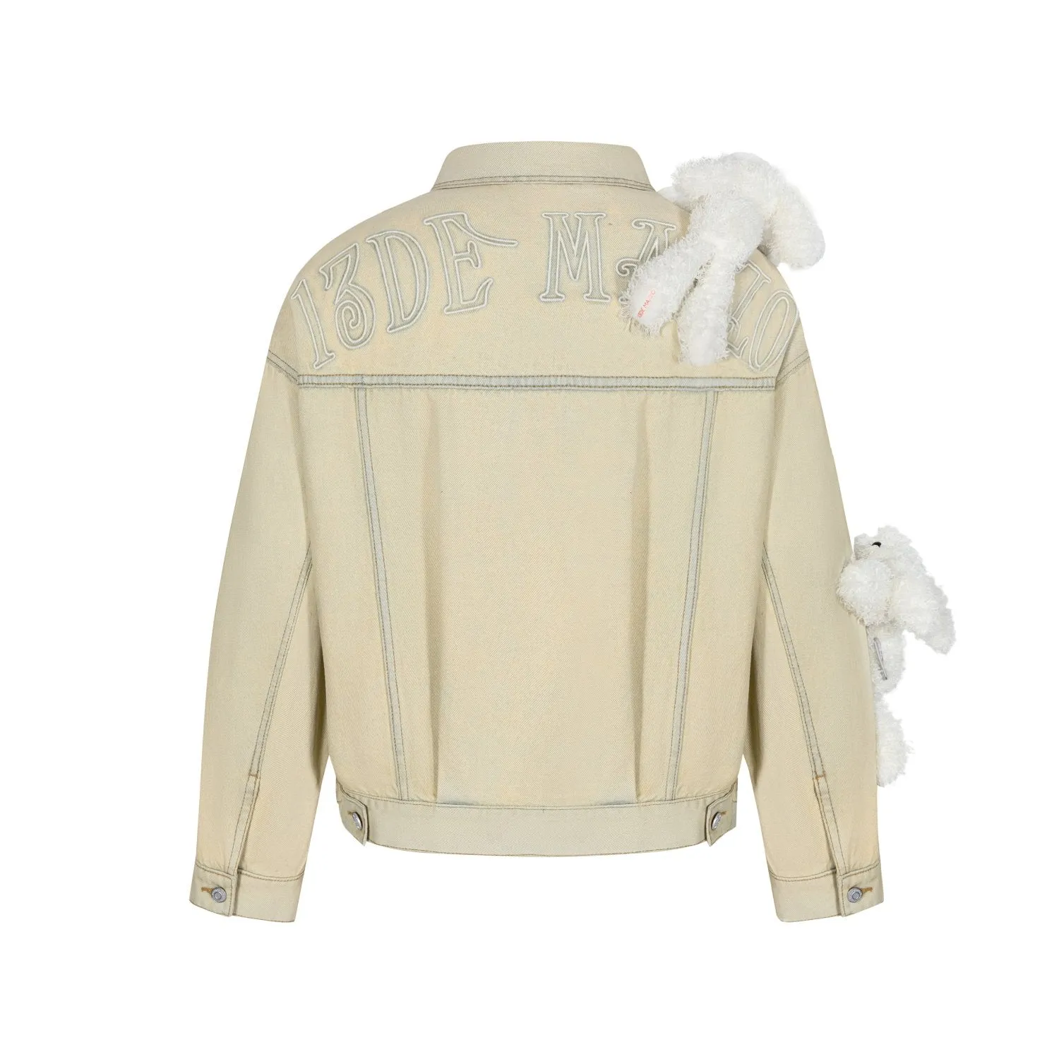 Doozoo Vintage Denim Jacket In Beige