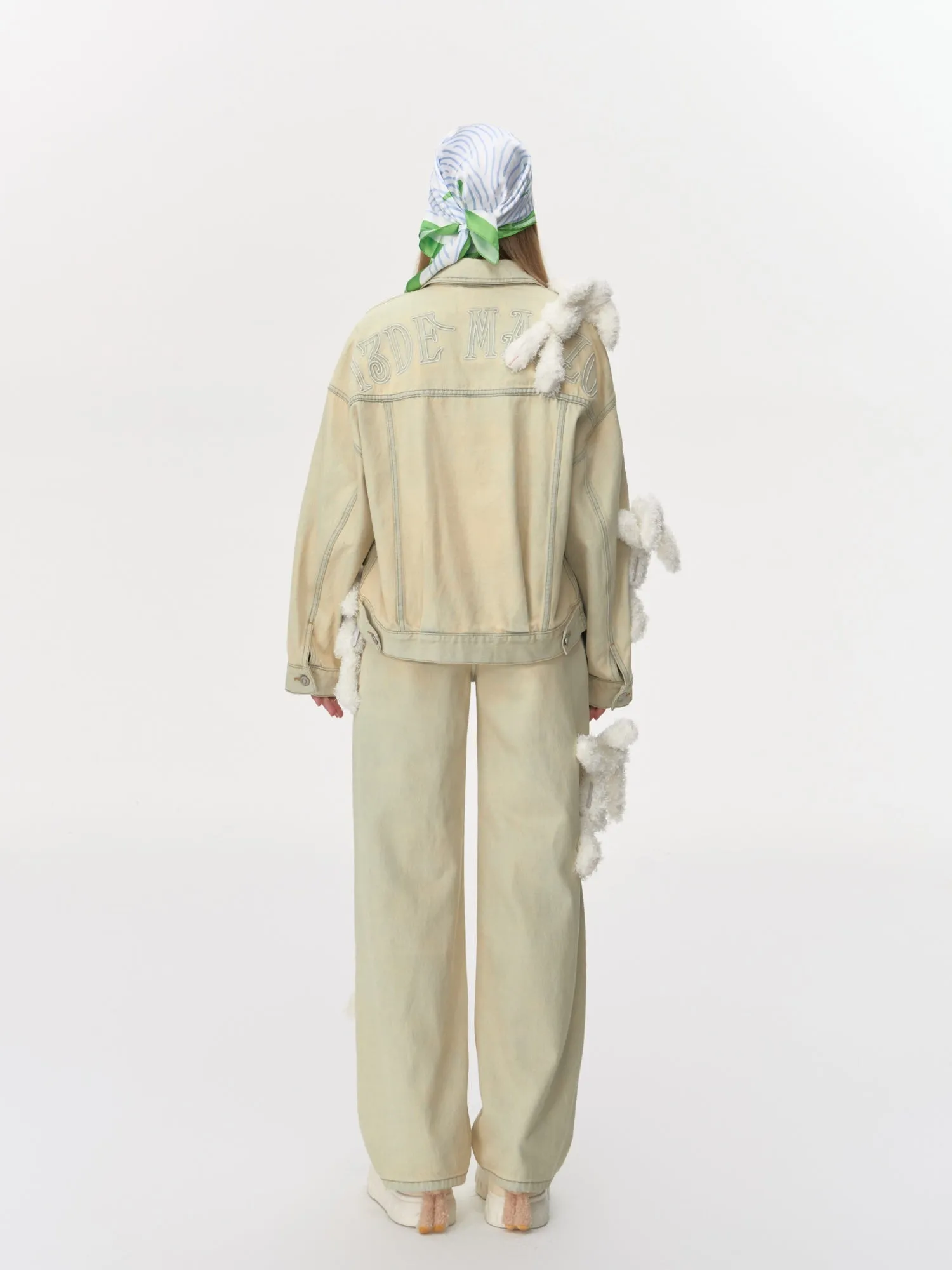 Doozoo Vintage Denim Jacket In Beige