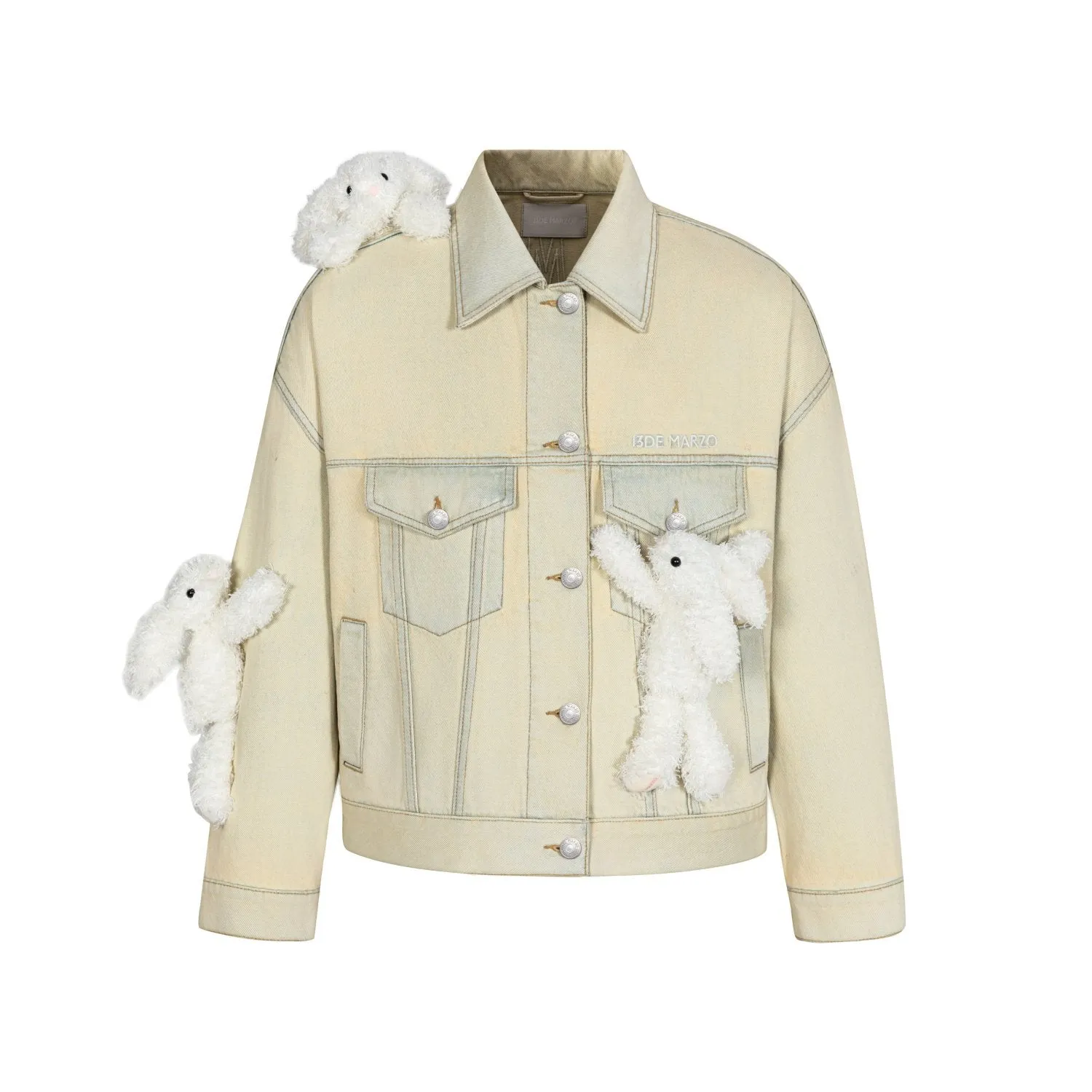 Doozoo Vintage Denim Jacket In Beige