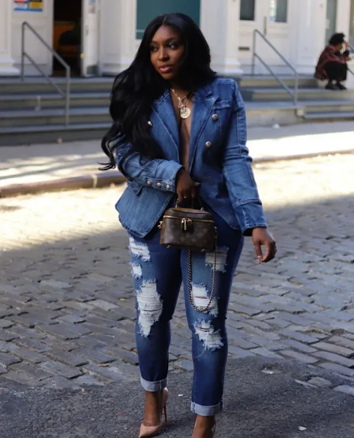 Fashion Double Breasted Denim Jacket Coats