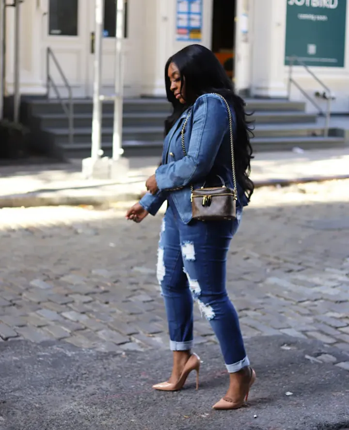 Fashion Double Breasted Denim Jacket Coats