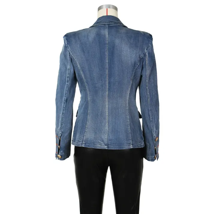 Fashion Double Breasted Denim Jacket Coats