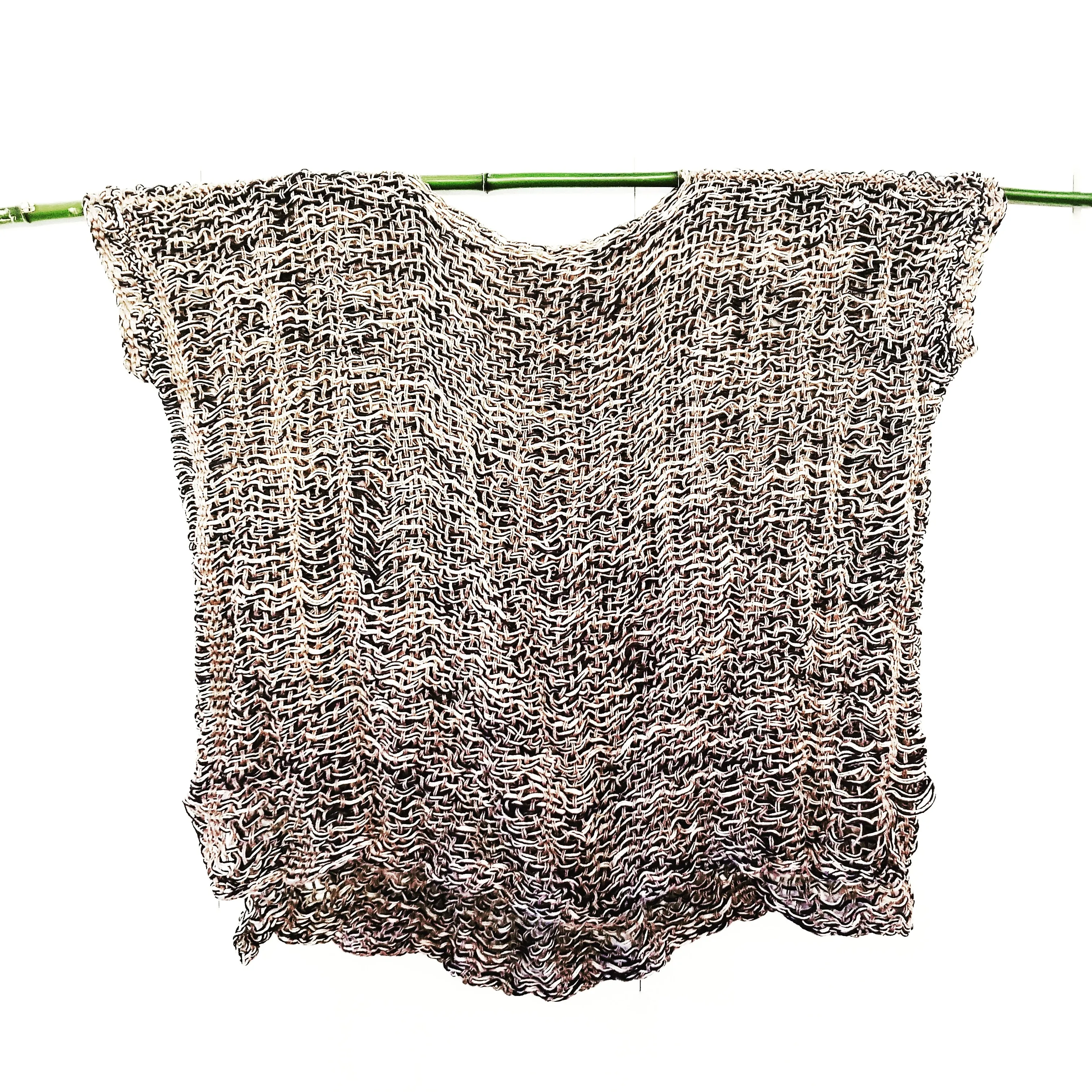 Hand loom linen long line top