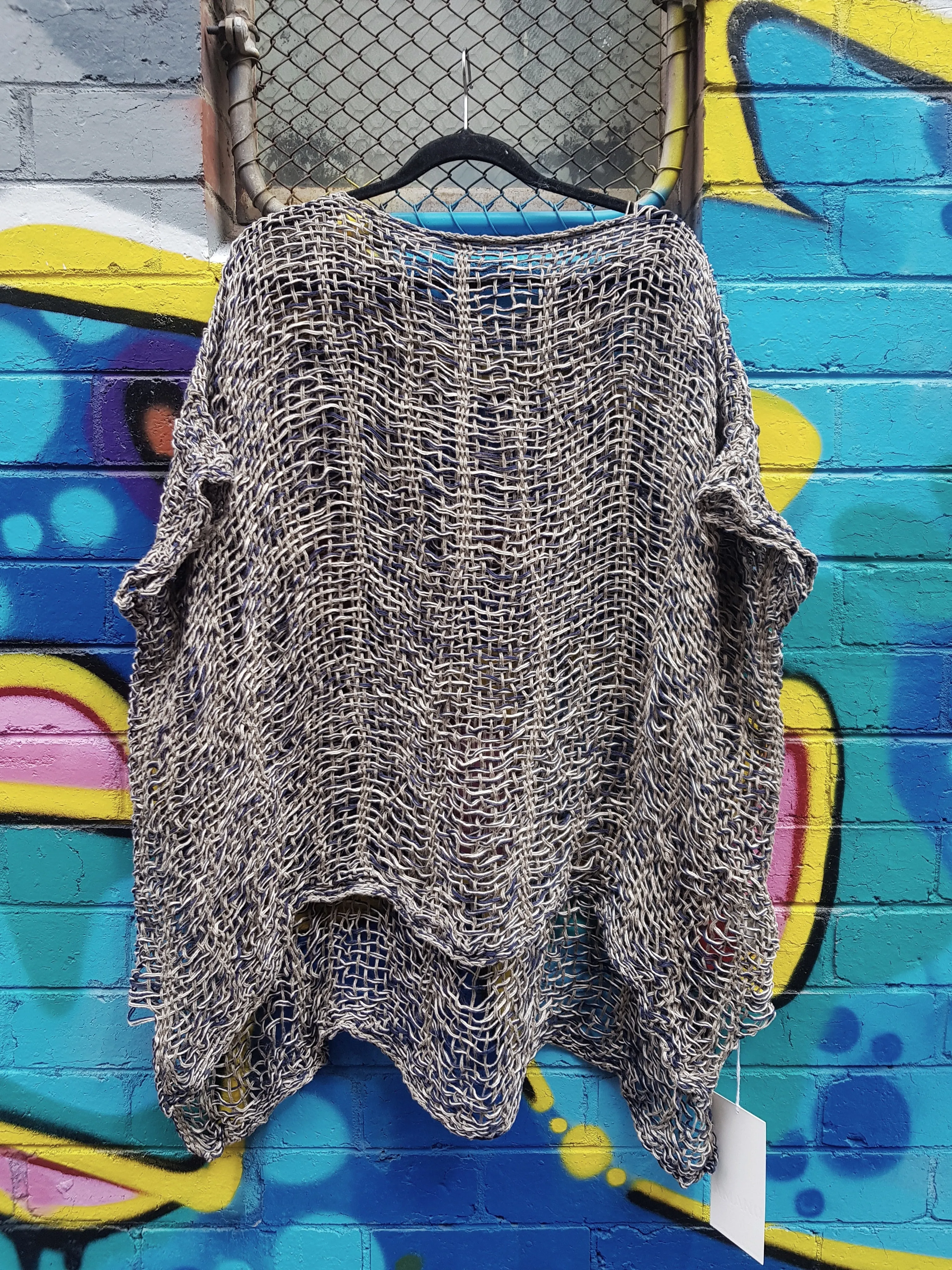 Hand loom linen long line top
