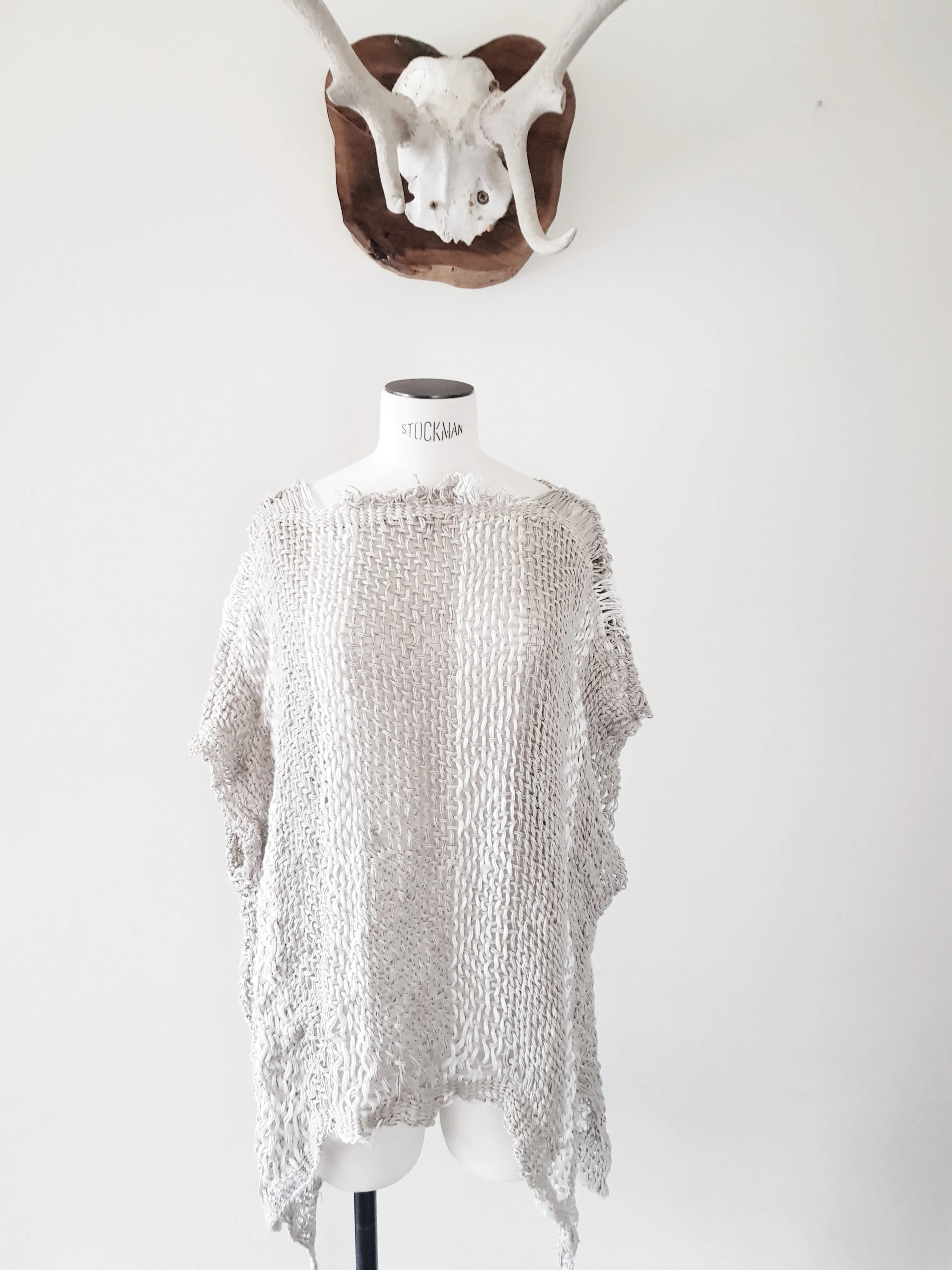 Hand loom linen long line top