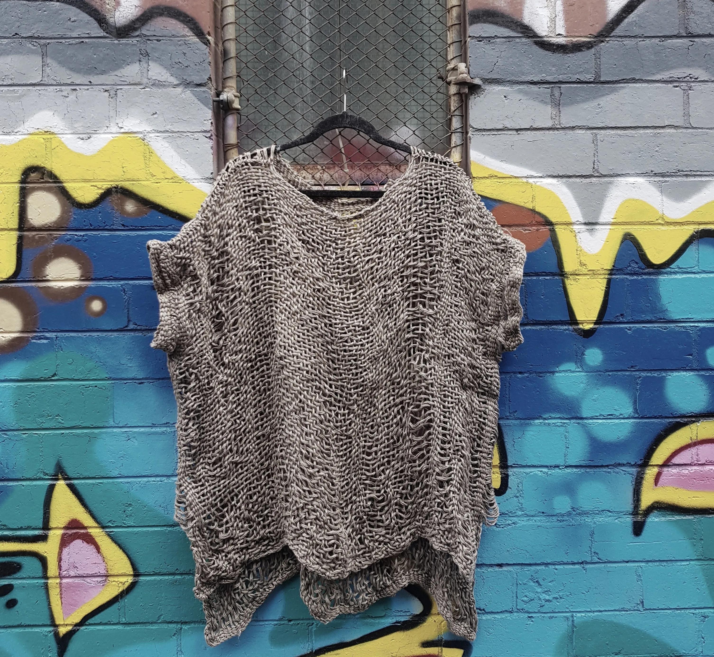 Hand loom linen long line top