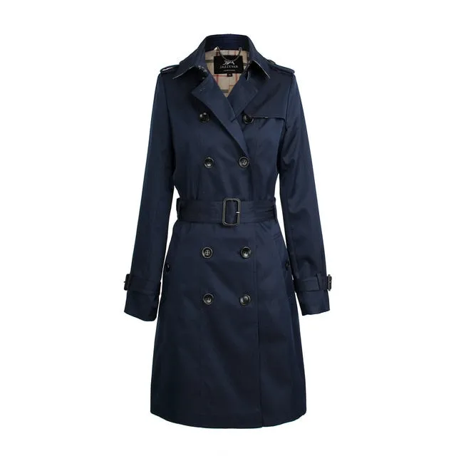 JAZZEVAR 2019 Autumn New High Fashion Brand Woman Classic Double Breasted Trench Coat Waterproof Raincoat Business Outerwear