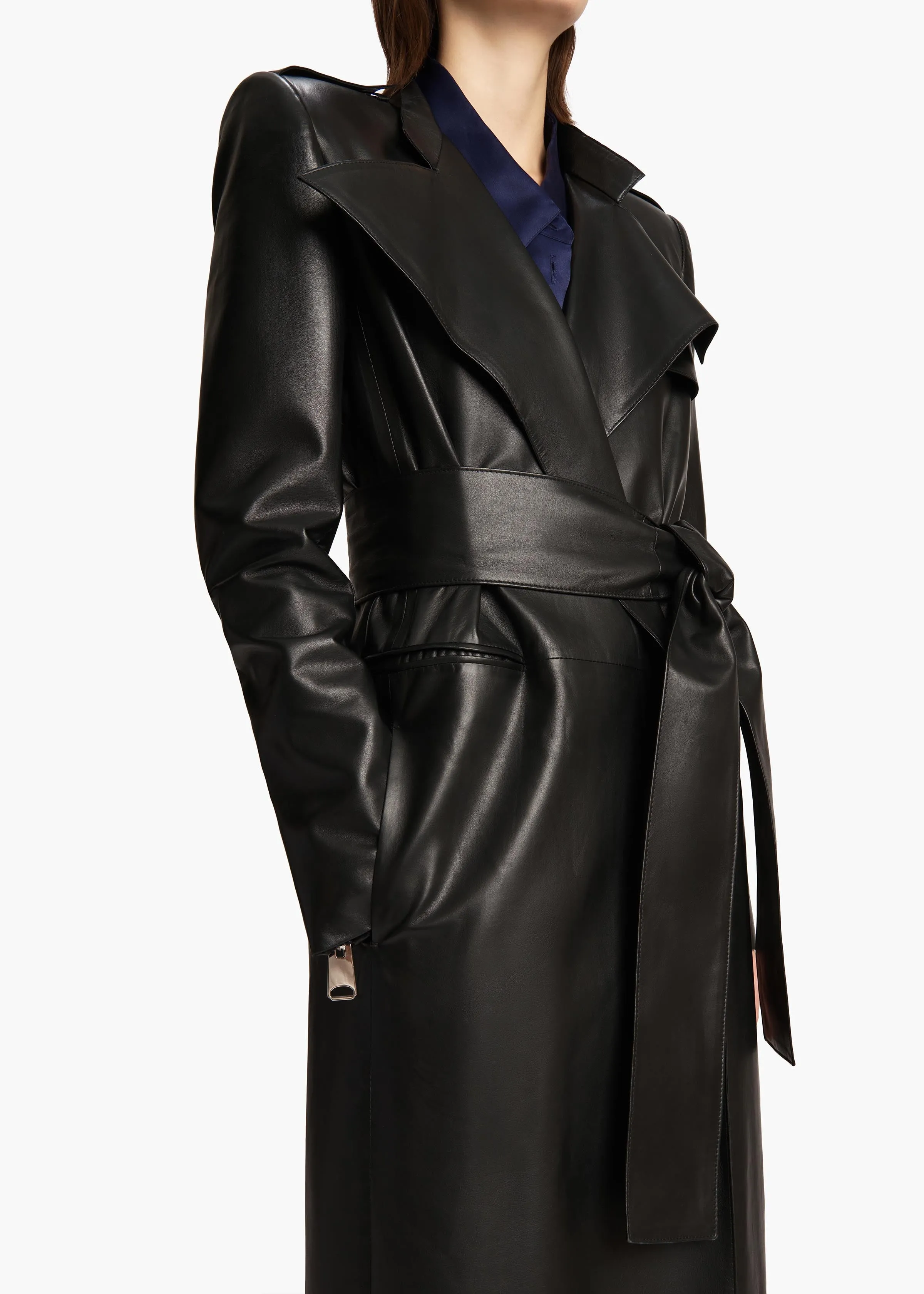 Maxwell Trench in Black Leather