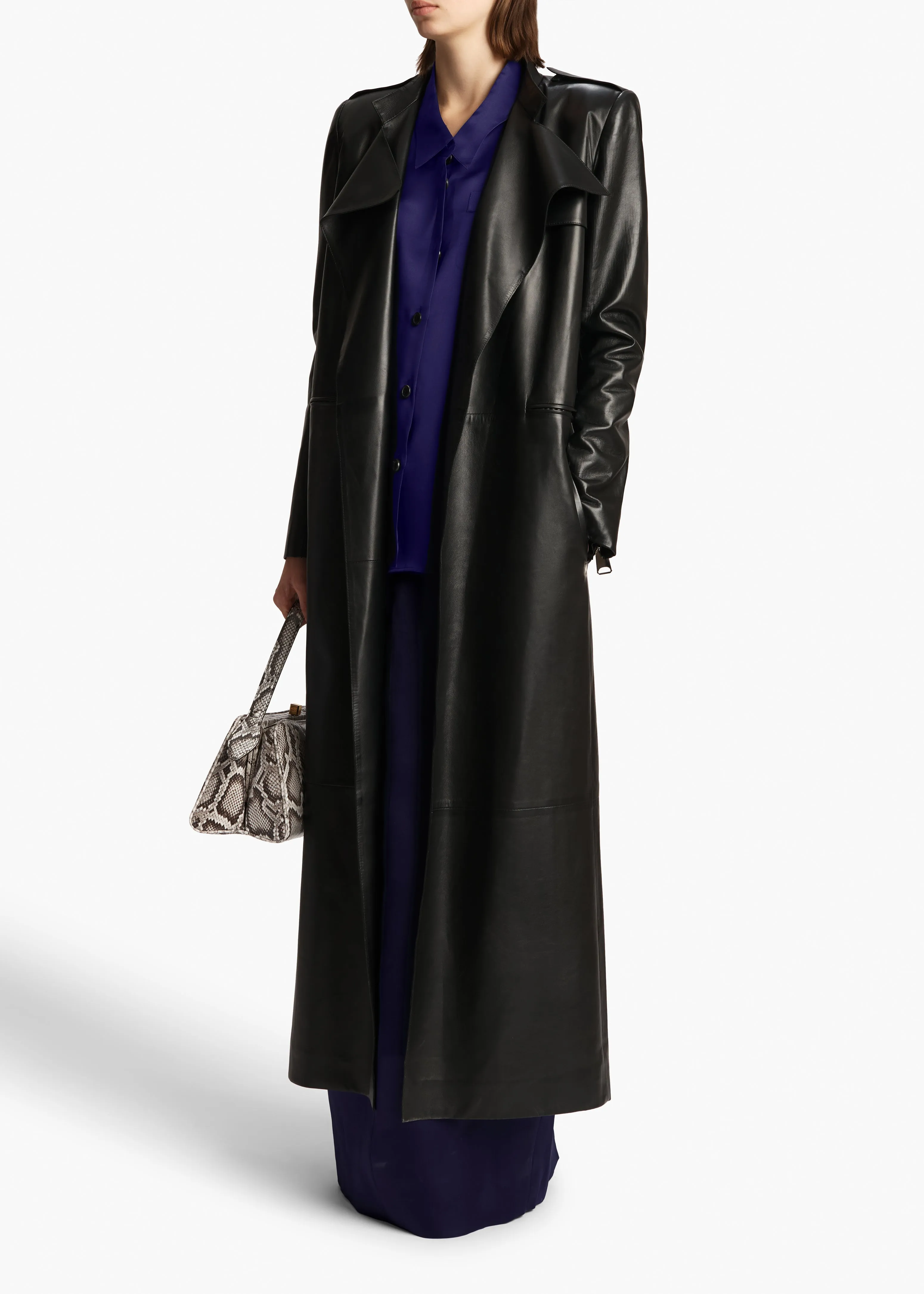 Maxwell Trench in Black Leather