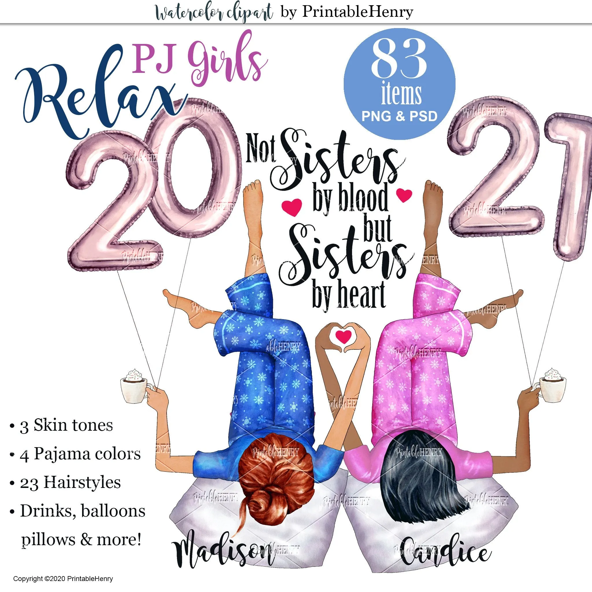 Pajama Girls Custom clipart kit