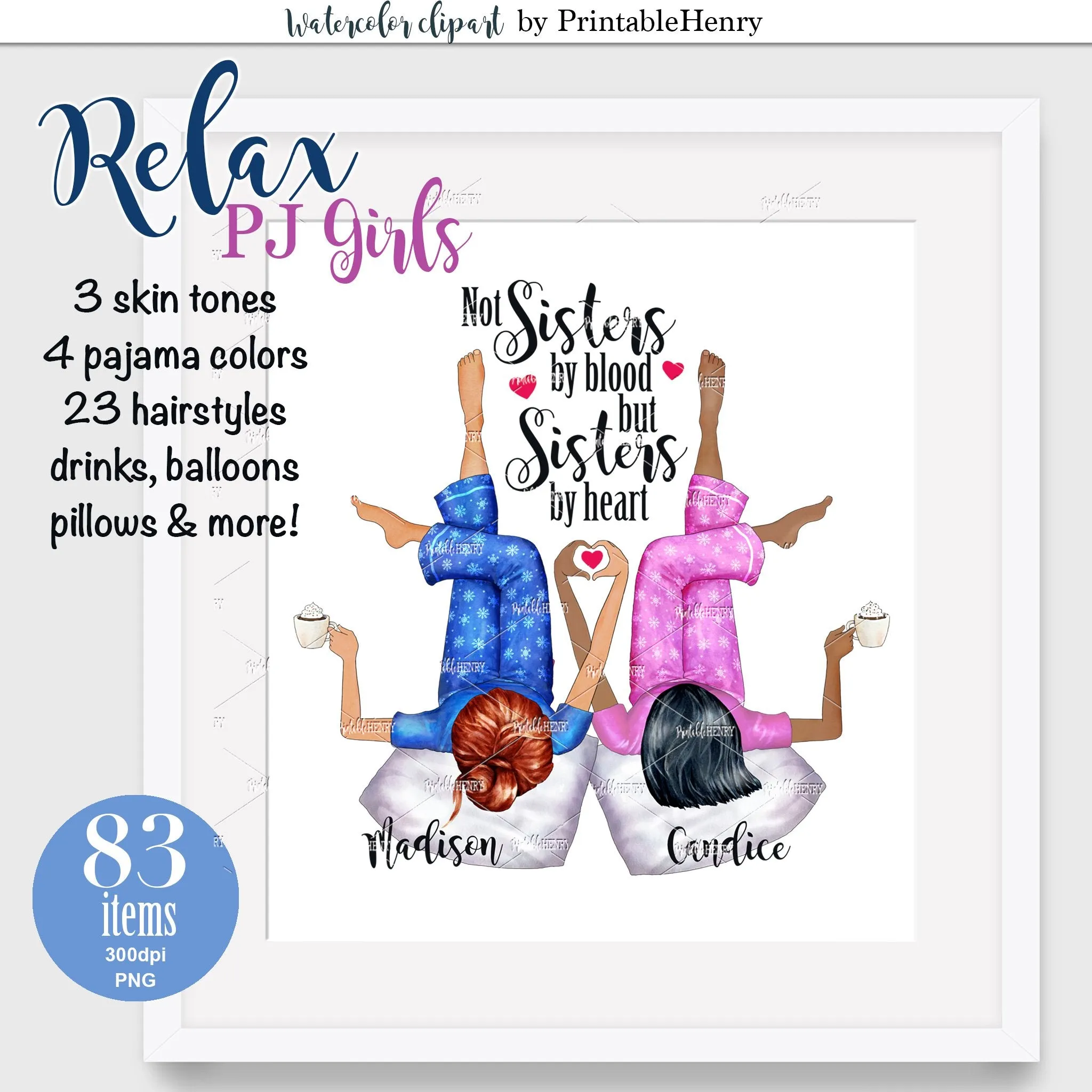 Pajama Girls Custom clipart kit