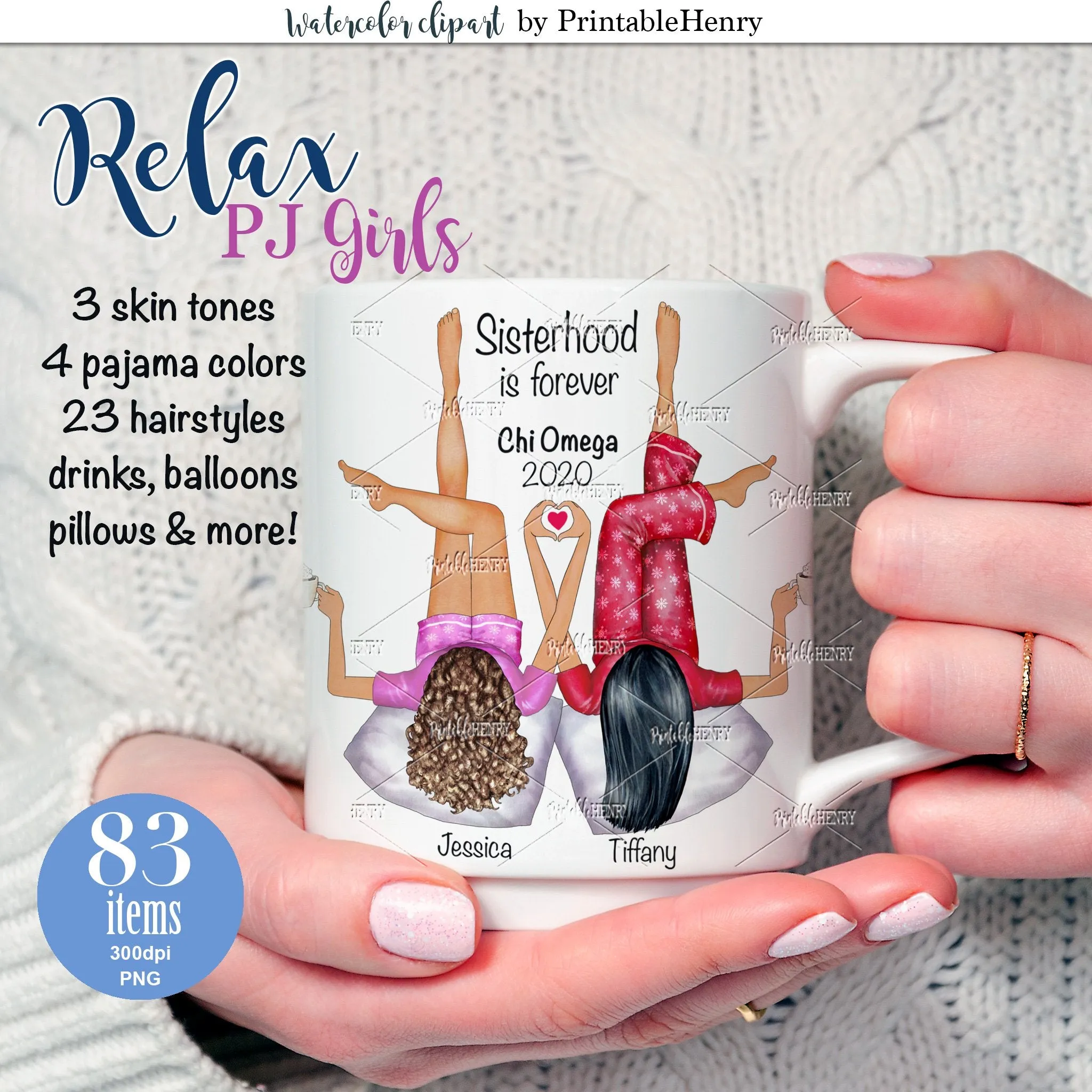 Pajama Girls Custom clipart kit
