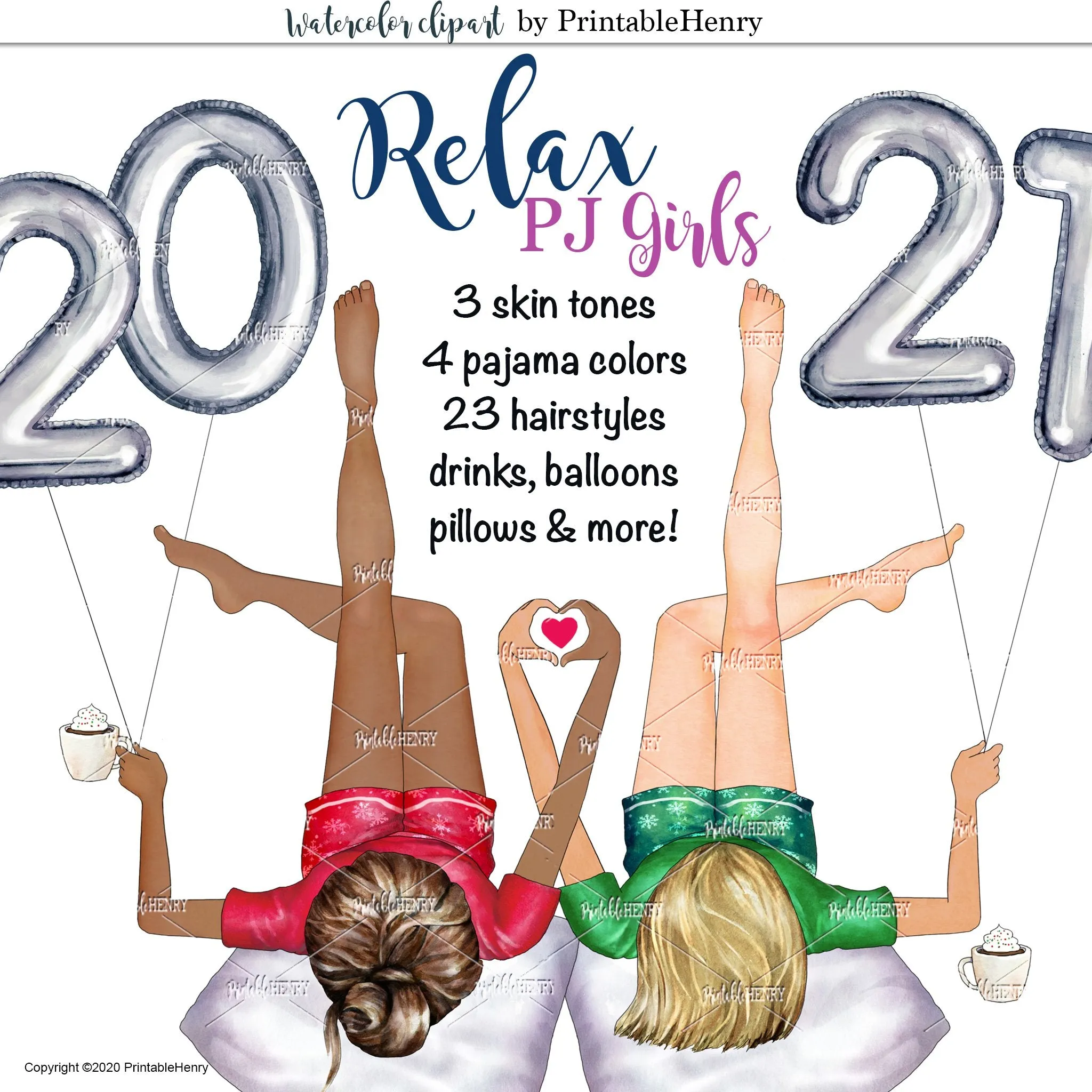 Pajama Girls Custom clipart kit
