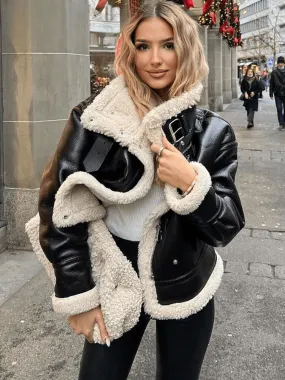 Sophisticated Flap Pocket Faux Leather Jackets