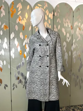 Vintage 2000s Y2K Black and White Vinyl Snakeskin Coat, Small